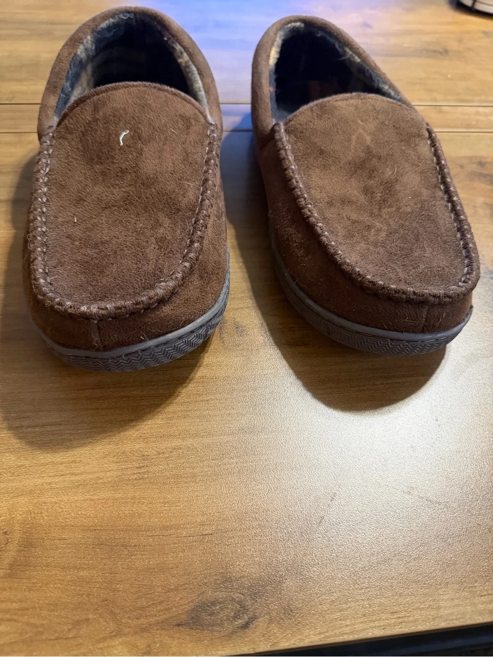 Dockers Men’s Brown Suede Slip-On Loafers with Plaid Lining